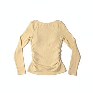 OGL LiteWarm Open Back Brami Top Butter Yellow NWOT Ruched Scoop Back